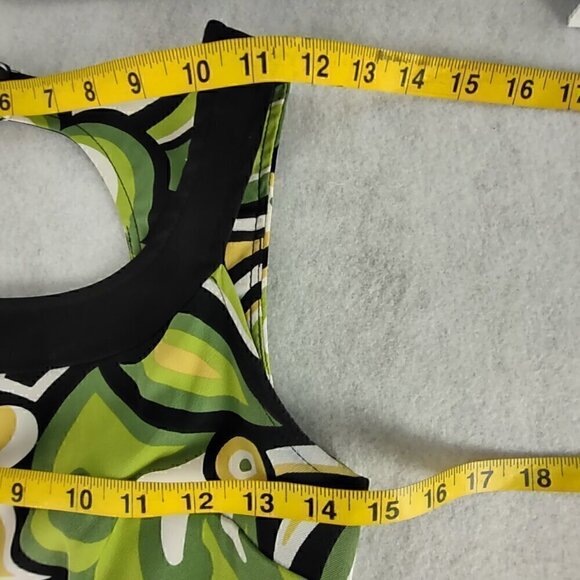 Kim Rogers Signature Petite Green White Black, Tan, Patterned Midi Dress Size 4P - Picture 8 of 11